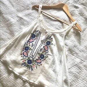 Flowy Embroidered Tank Worn Once